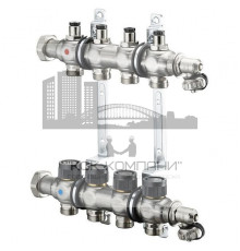 Распределительная гребенка "Multidis SF" со встроенными вентилями на 4 контура 1404554, нержавеющая сталь 