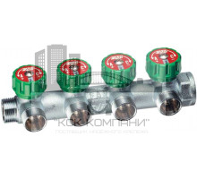 Регулирующий проходной коллектор  ВР-НР 1" б/гаек М24х19 с 4 отводами (метрика) FK 3856 C1