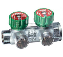 Регулирующий проходной коллектор  ВР-НР 3/4" б/гаек M24x19 с 2 отводами (метрика) F 3825 C34