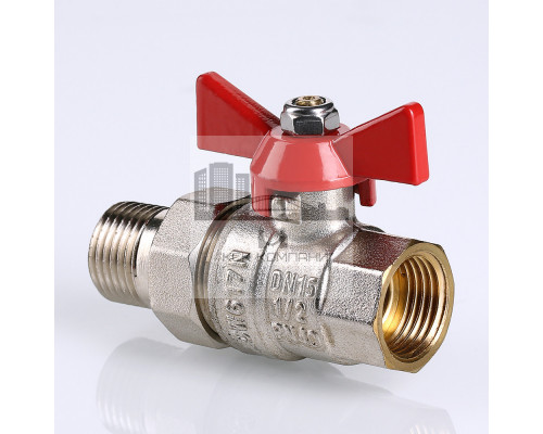 Кран шаровой латунный Base (VT.227.N.06) 1 ВР(г) х 1 НР(ш) бабочка с полусгоном прямой