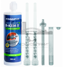 R-KEM II Химический анкер (полиэстровая смола) без стирола  с резьбовыми шпильками для оснований из полнотелого и пустотелого кирпича