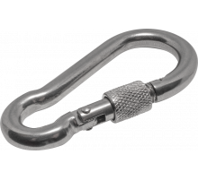 Карабин пожарный нержавеющий с фиксатором 9 х 90