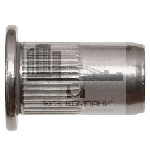 Нерж. сталь Заклепка с внутренней резьбой, цилиндрический бортик, с насечкой                         - Размер, мм: М10x19,0