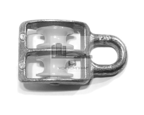 Двойной блок с пластиковым диском (шкивом) 3/4 20 мм