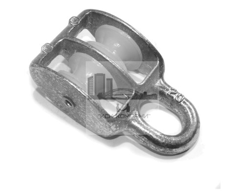 Двойной блок с пластиковым диском (шкивом) 3/4 20 мм