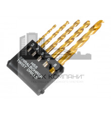 Набор нитридтитановых сверл по металлу, 5 предм. 3,4,5 6,8 мм, пластмассовый короб