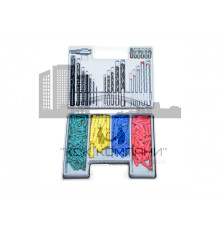 Набор сверл: по бетону 4-5-6-8-10 мм; металлу 2-3-4-5-6-8-10 мм; дереву 4-5-6-8-10 мм; 6 бит; битоде