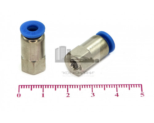 Пневмофитинг цанговый прямой с внутренней резьбой PCF 4-М5х0.8