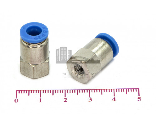 Пневмофитинг цанговый прямой с внутренней резьбой PCF 6-М6х1