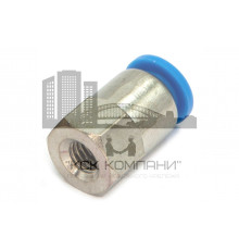 Пневмофитинг цанговый прямой с внутренней резьбой PCF 6-М6х1