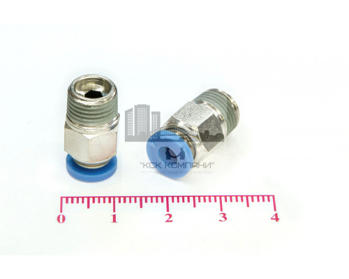Пневмофитинг цанговый прямой с наружной резьбой PC 4-01 (R1/8)