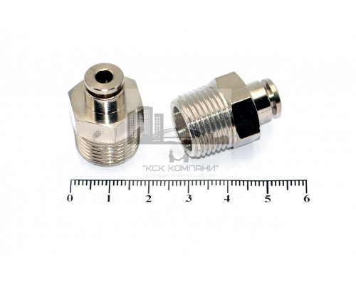 Пневмофитинг латунный прямой с наружной резьбой NPCT 4-03 (R3/8)