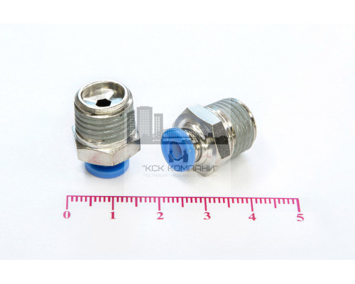 Пневмофитинг цанговый прямой с наружной резьбой PC 4-02 (R1/4)