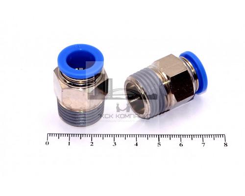 Пневмофитинг цанговый прямой с наружной резьбой PC 12-04 (R1/2)