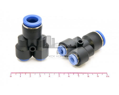 Фитинг пневматический цанговый пластиковый Y-образный переходной PW 12-6