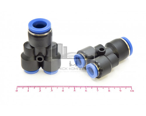 Фитинг пневматический цанговый пластиковый Y-образный переходной PW 12-8