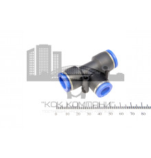 Фитинг пневматический цанговый пластиковый T-образный переходной PUT 12-10