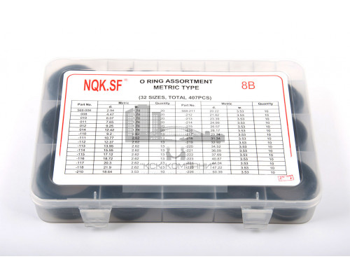 Набор колец резиновых уплотнительных O-Ring NBR70 Дюйм. (№8В) 407шт