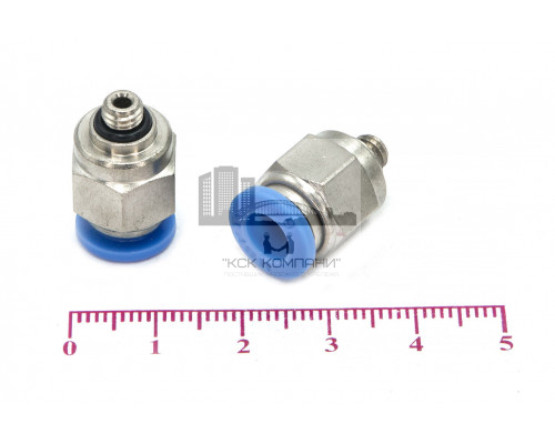 Пневмофитинг цанговый прямой с наружной резьбой PC 6-М5х0.8