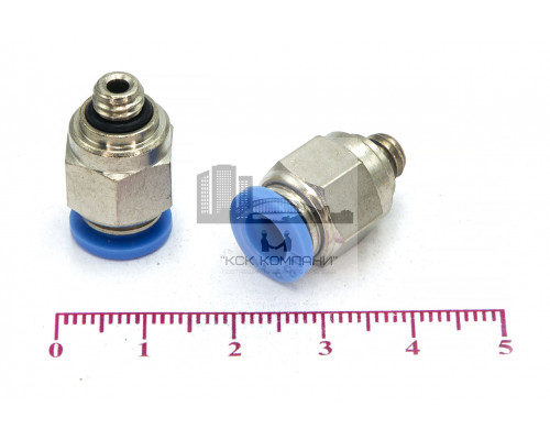 Пневмофитинг цанговый прямой с наружной резьбой PC 6-М6х1