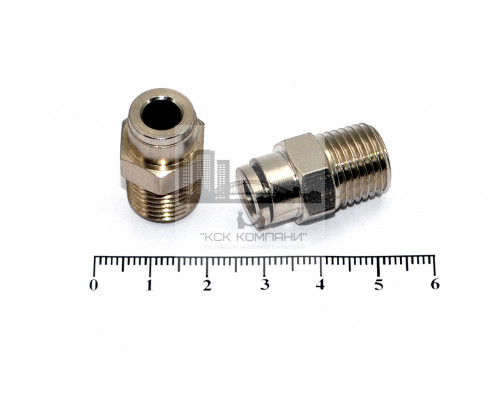 Пневмофитинг латунный прямой с наружной резьбой NPCT 6-02 (R1/4)