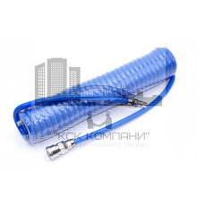 Пневмотрубка спиральная полиуретановая PU95 10х6.5 мм L 6 м (10 атм, голубая) Китай