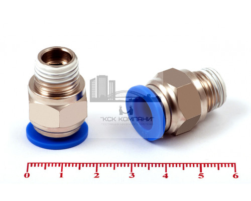 Пневмофитинг цанговый прямой с наружной резьбой PC 10-02 (R1/4)