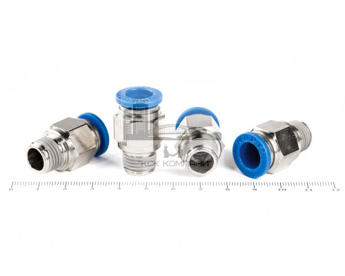 Пневмофитинг цанговый прямой с наружной резьбой PC 10-02 (R1/4)