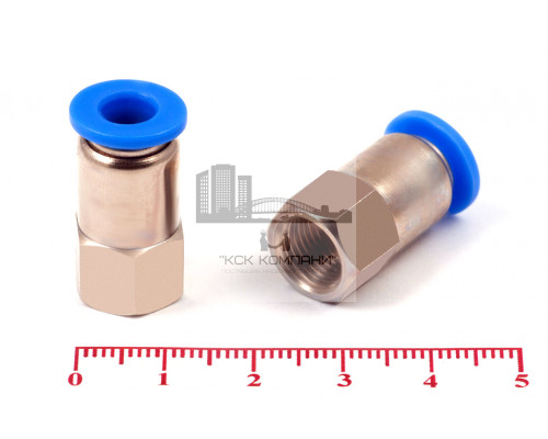 Пневмофитинг цанговый прямой с внутренней резьбой PCF 6-01 (R1/8)