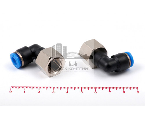 Пневмофитинг цанговый L-образный с внутренней резьбой PLF 6-02 (R1/4)