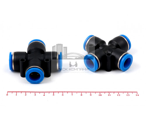 Фитинг пневматический цанговый пластиковый Х-образный PZA 12