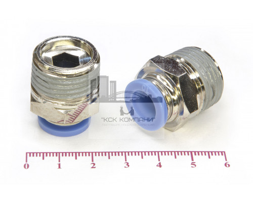 Пневмофитинг цанговый прямой с наружной резьбой PC 10-04 (R1/2)
