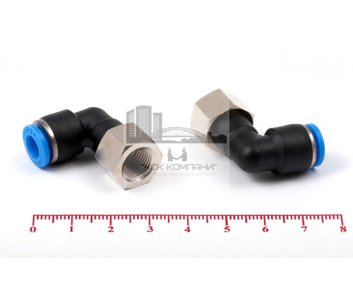 Пневмофитинг цанговый L-образный с внутренней резьбой PLF 6-01 (R1/8)