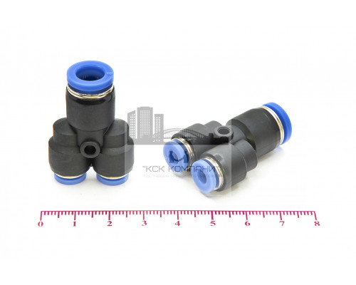 Фитинг пневматический цанговый пластиковый Y-образный переходной PW 8-4