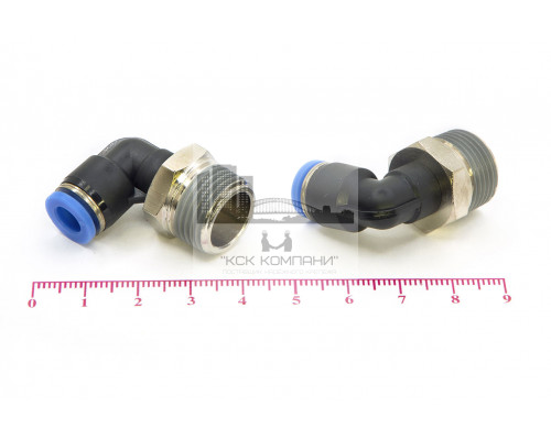 Пневмофитинг цанговый L-образный с наружной резьбой PL 6-03 (R3/8)