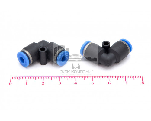 Фитинг пневматический цанговый пластиковый Г-образный PUL 4