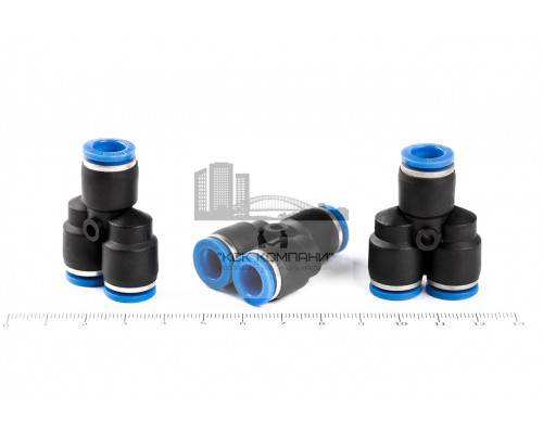 Фитинг пневматический цанговый пластиковый Y-образный PY 8