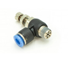 Регулятор расхода воздуха L-образный с наружной резьбой NSC 6-01 (R1/8")