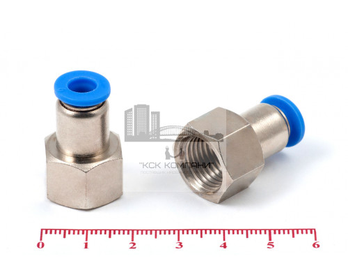 Пневмофитинг цанговый прямой с внутренней резьбой PCF 6-02 (R1/4)