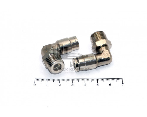 Пневмофитинг латунный L-образный с наружной резьбой NPLT 06-02 (R1/4)