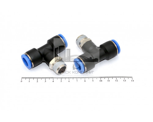 Пневмофитинг цанговый Т-образный с наружной резьбой PТ 12-03 (R3/8)