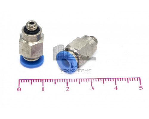 Пневмофитинг цанговый прямой с наружной резьбой PC 4-М5х0.8