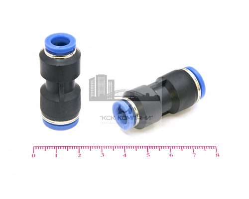 Фитинг пневматический цанговый пластиковый прямой переходной PG 10-8