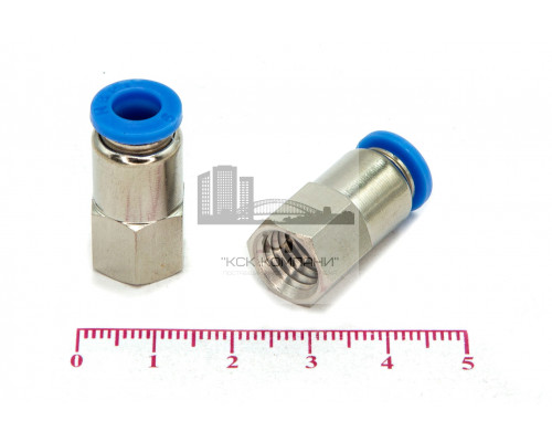 Пневмофитинг цанговый прямой с внутренней резьбой PCF 6-М10х1.5