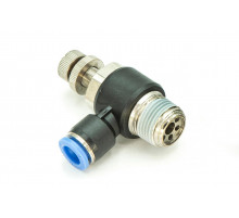 Регулятор расхода воздуха L-образный с наружной резьбой NSC 8-03 (R3/8")