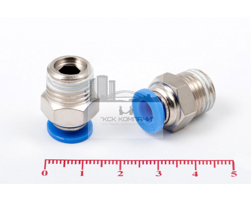 Пневмофитинг цанговый прямой с наружной резьбой PC 6-02 (R1/4)
