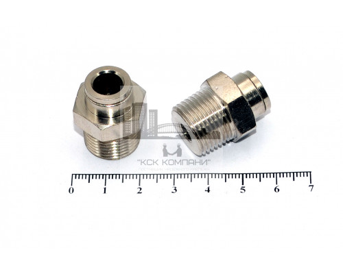 Пневмофитинг латунный прямой с наружной резьбой NPCT 8-03 (R3/8)