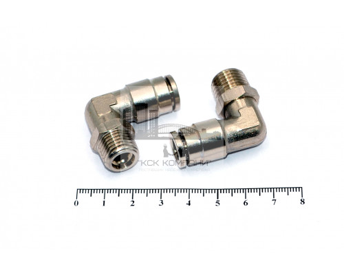 Пневмофитинг латунный L-образный с наружной резьбой NPLT 08-02 (R1/4)