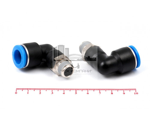 Пневмофитинг цанговый L-образный с наружной резьбой PL 12-02 (R1/4)