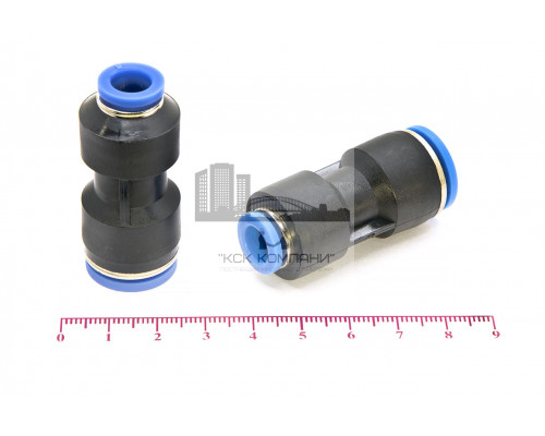 Фитинг пневматический цанговый пластиковый прямой переходной PG 12-8
